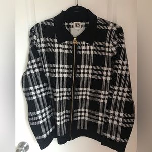 Anne Klein XL black & white plaid sweater